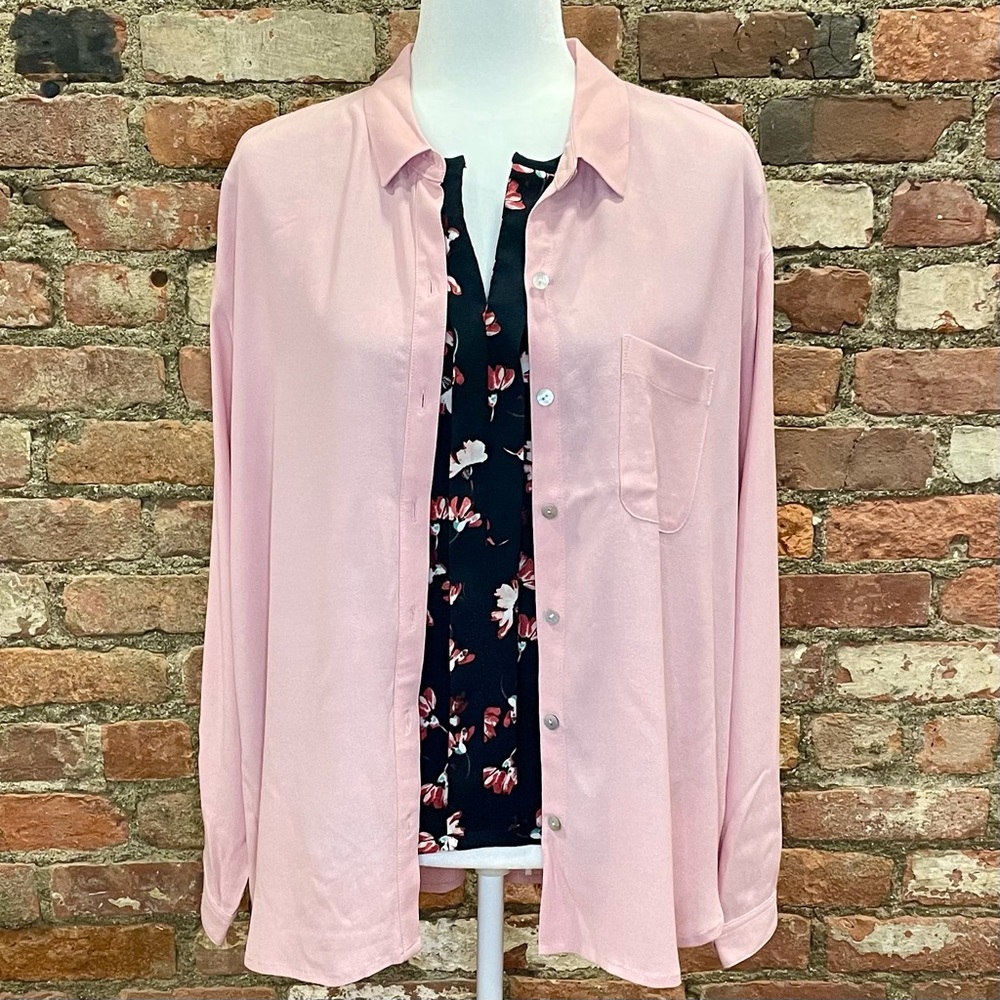 J.Jill Large Petite Rose Pink Relaxed Button Up